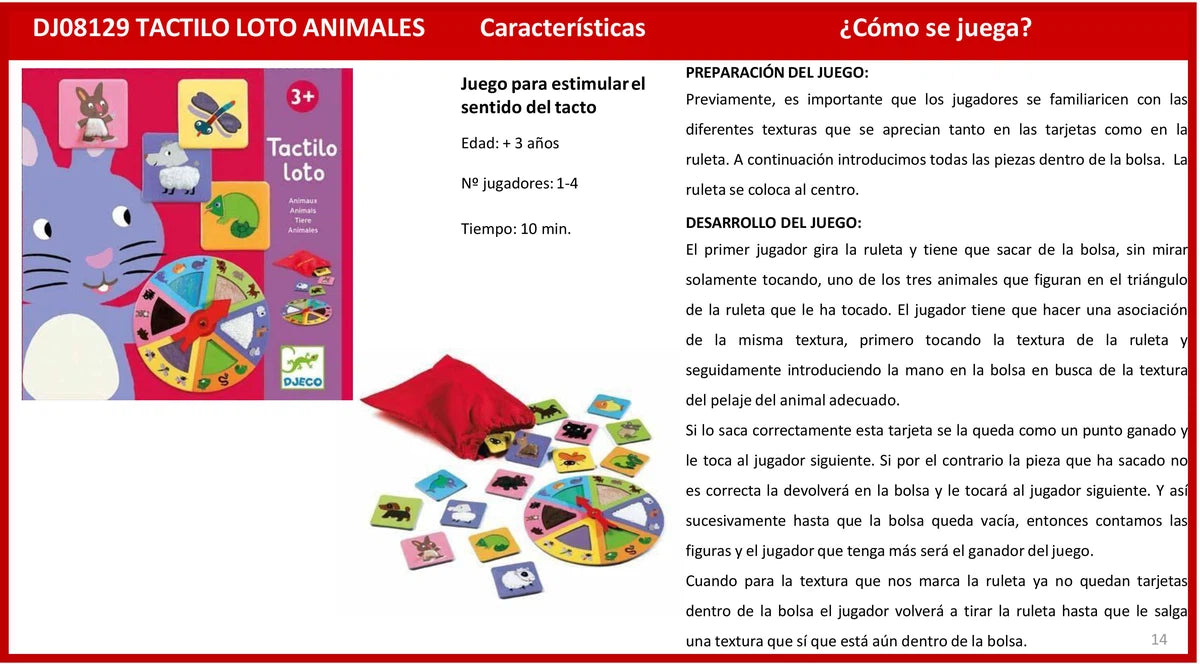 Educativos Tactilo loto animales