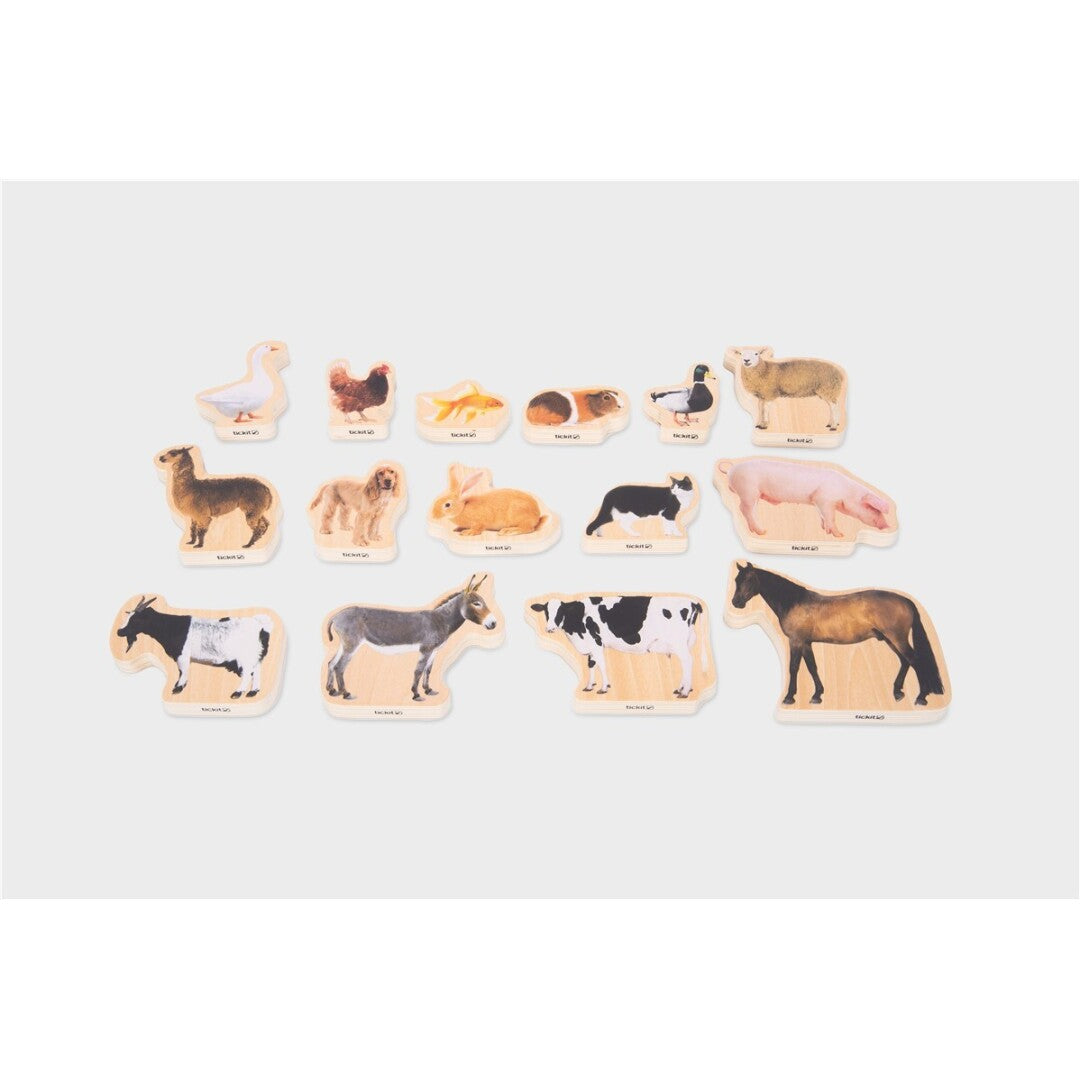 Conjunto 15 animales domésticos madera
