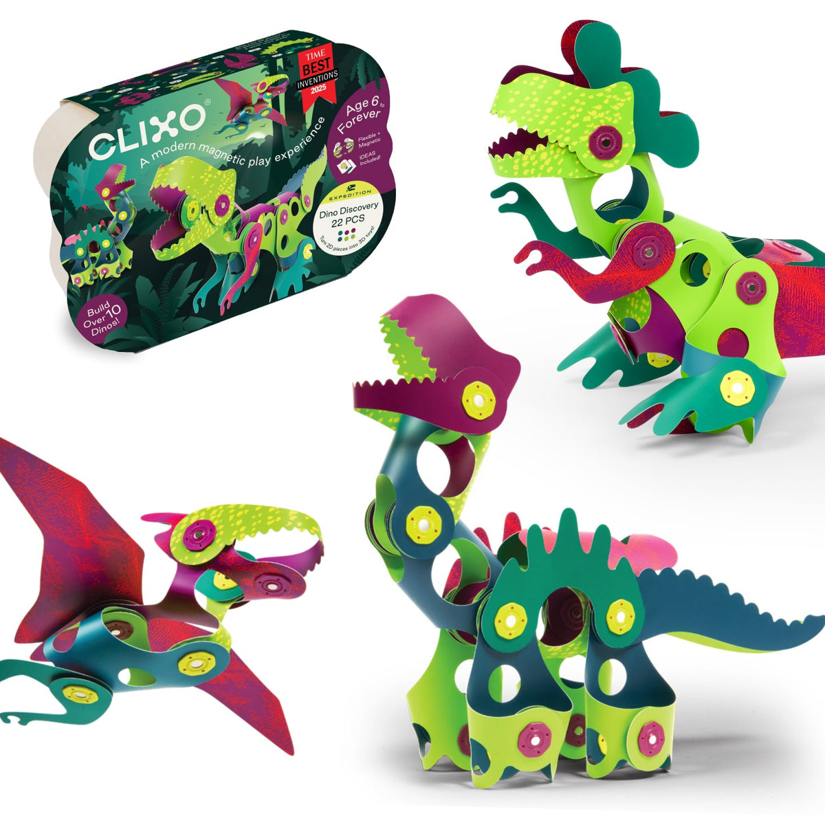 Clixo Dino Discovery Pack 22 piezas