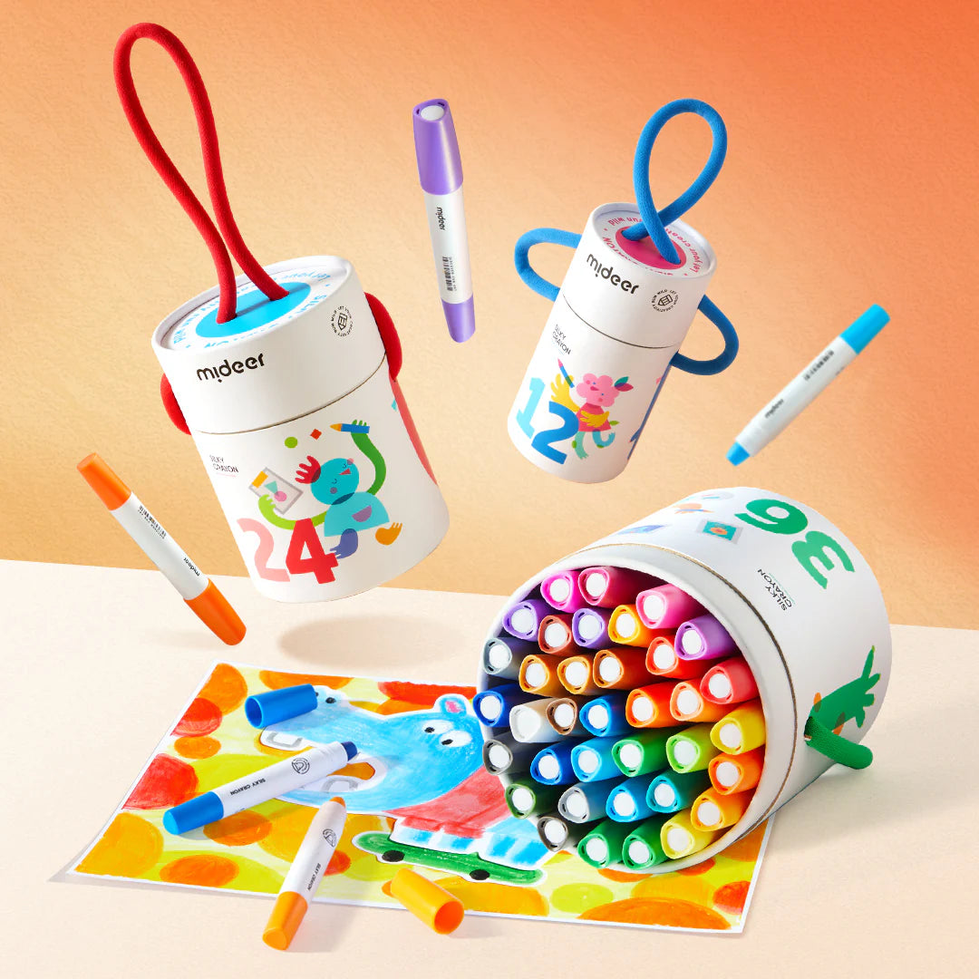 Cubo de crayones sedosos suaves y lavables Mideer – 24 colores