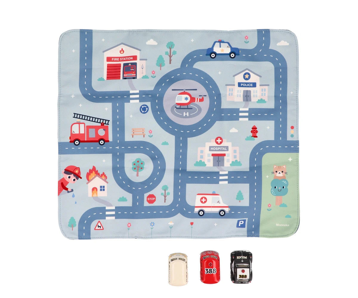 Juego Mantel Circuito Rescue + 3 Coches