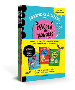 PACK ESCOLA DE MONSTRES UNA MASCOTA TRAPELLOTA, EMPASTIFADA En lletra MAJuSCULA per aprendre a llegir (Llibres per a nens a partir de 5 an