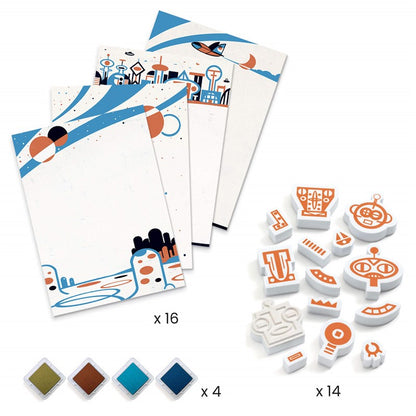 Taller de sellos mix & match: robots