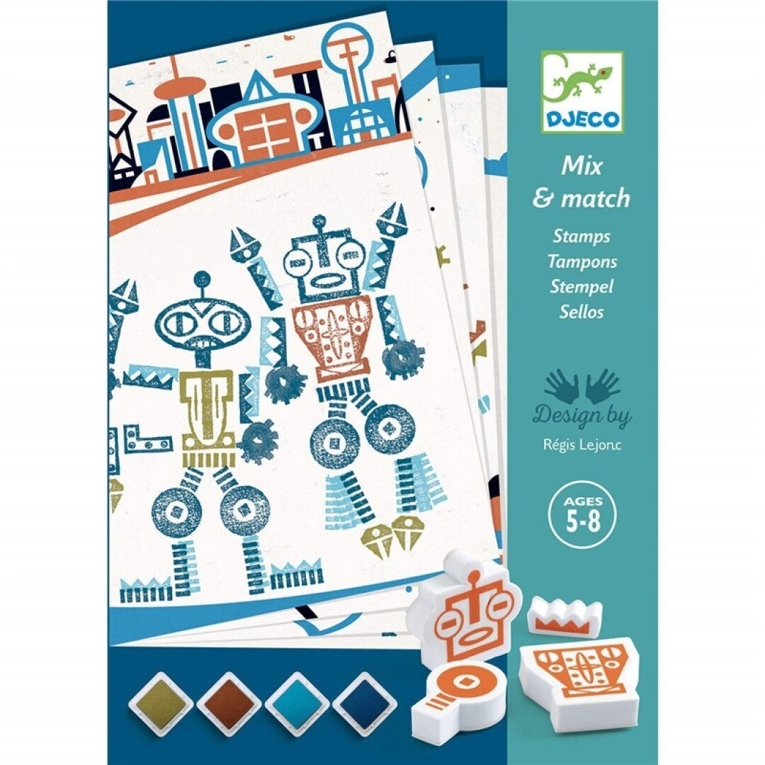 Taller de sellos mix & match: robots