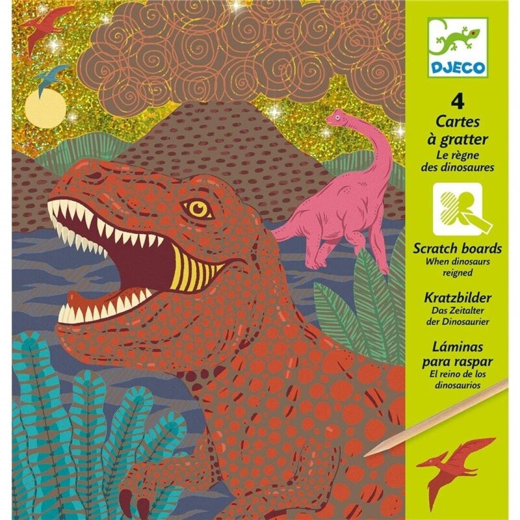 Láminas para rascar: el reino de los dinosaurios