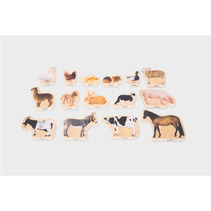 Conjunto 15 animales domésticos madera