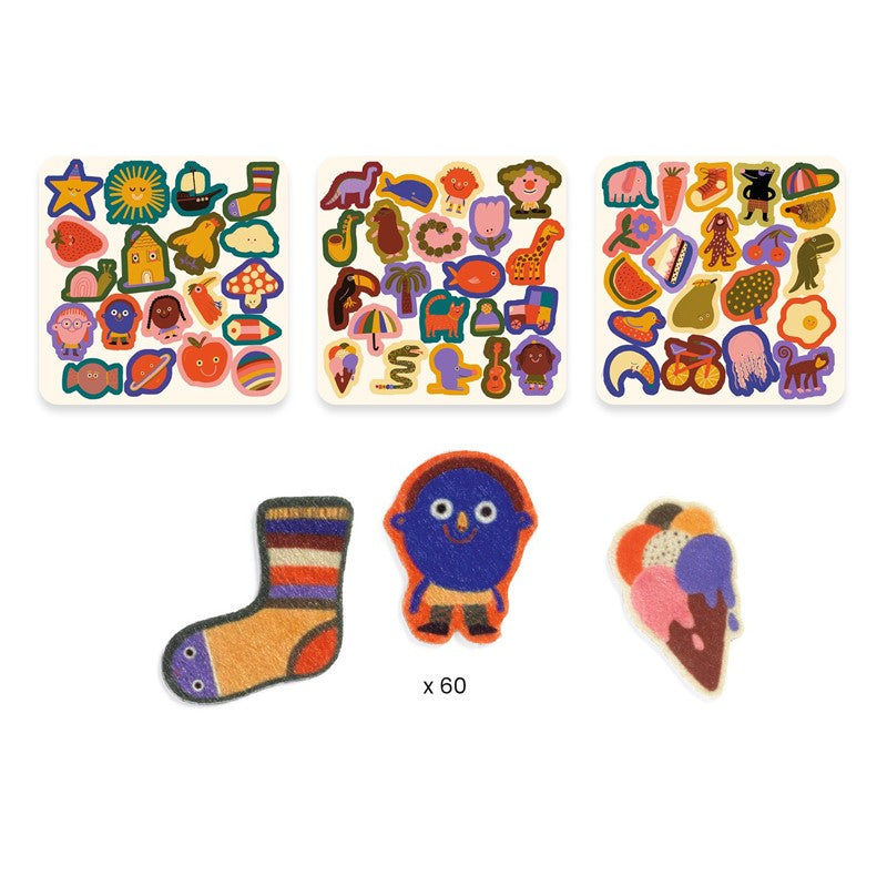 Pegatinas Bebés 60 pegatinas fieltro Los divertidos