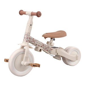 Triciclo con barra blanco flores