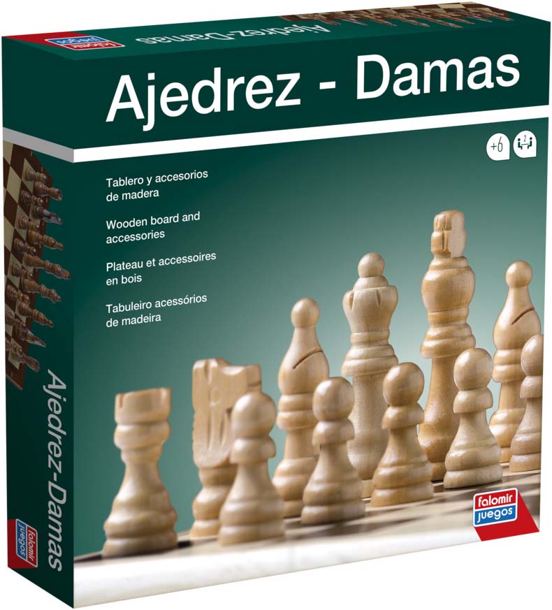 Ajedrez Damas con accesorios de madera - Falomir