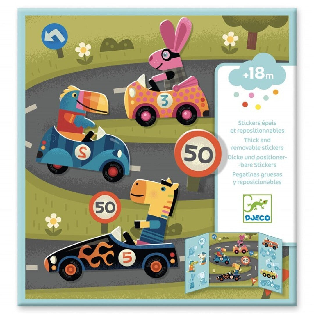 Pegatinas reposicionables: Los coches de Djeco