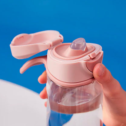 Botella tritán con boquilla y asa 450ml Rosa